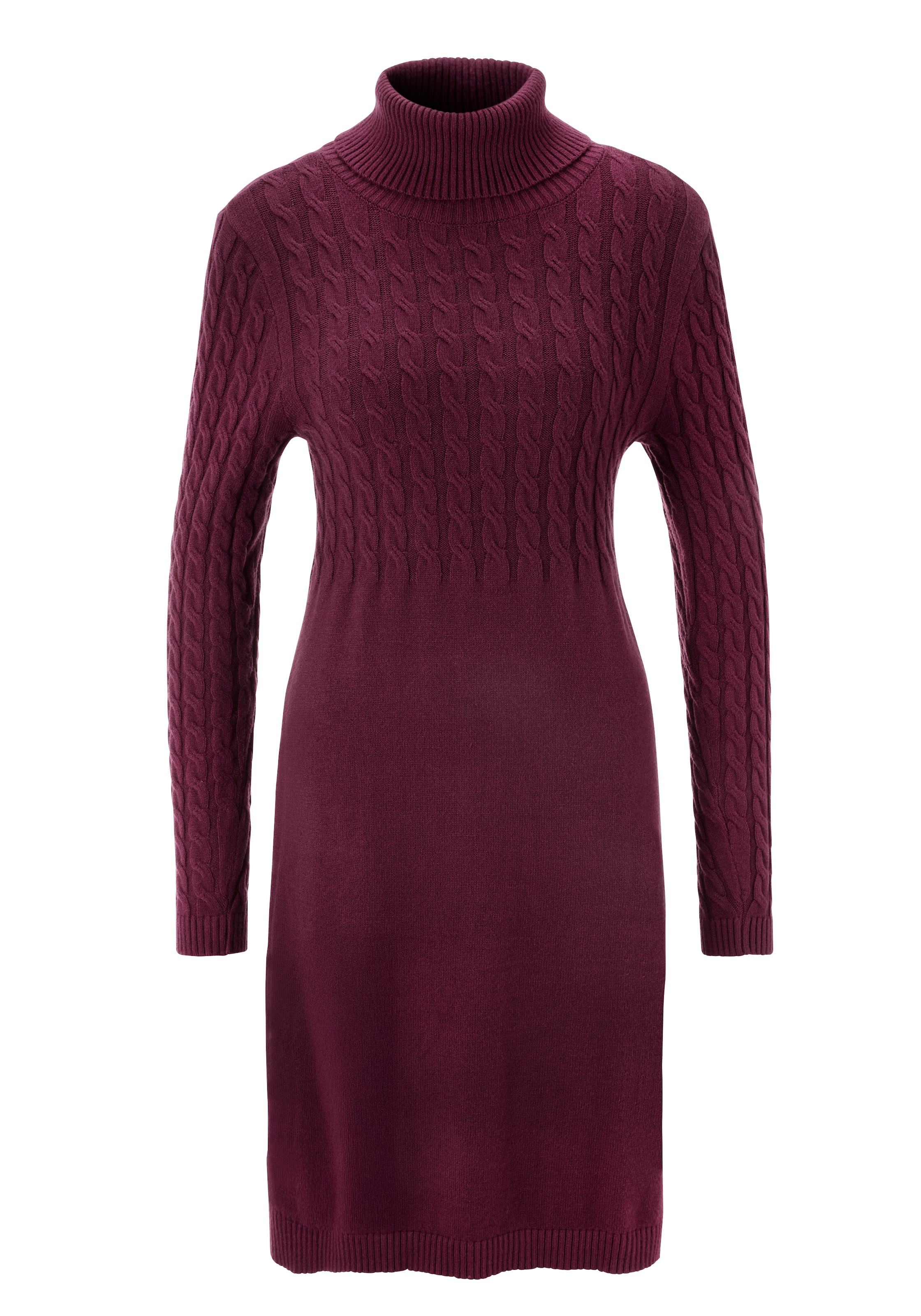 Aniston CASUAL Strickkleid mit Zopfmuster im Oberteil und den langen Ärmeln