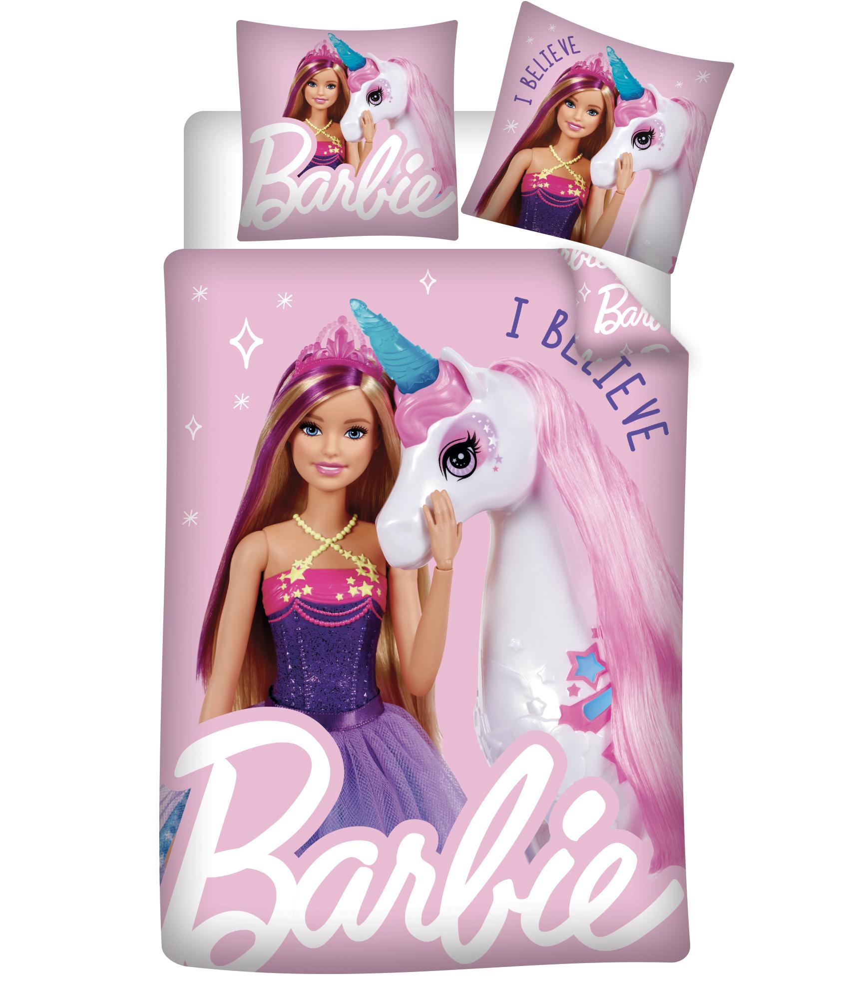 HOUSSE COUETTE 140X200CM ET 63X63CM BARBIE