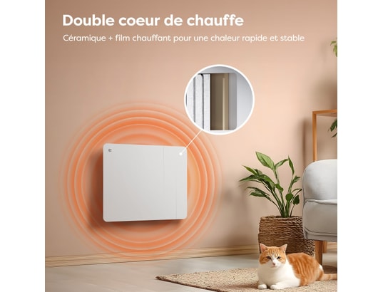 CIARRA - Radiateur inertie Radiateur connecté inertie sèche céramique 1000w cdhtd10a-w