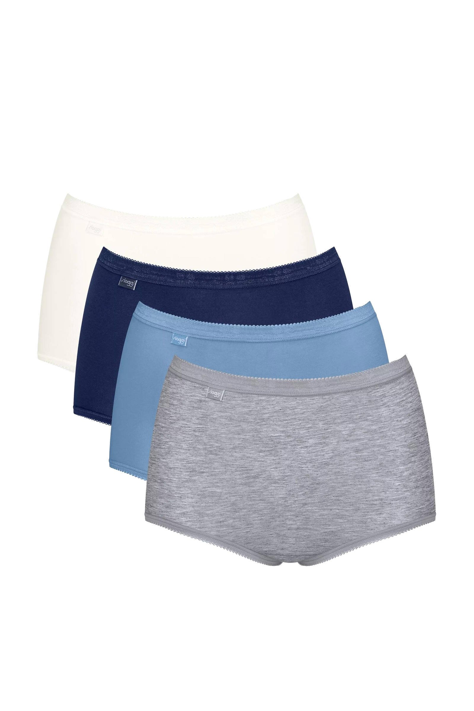 Sloggi maxislip (set van 4) donkerblauw/grijs/wit/lichtblauw