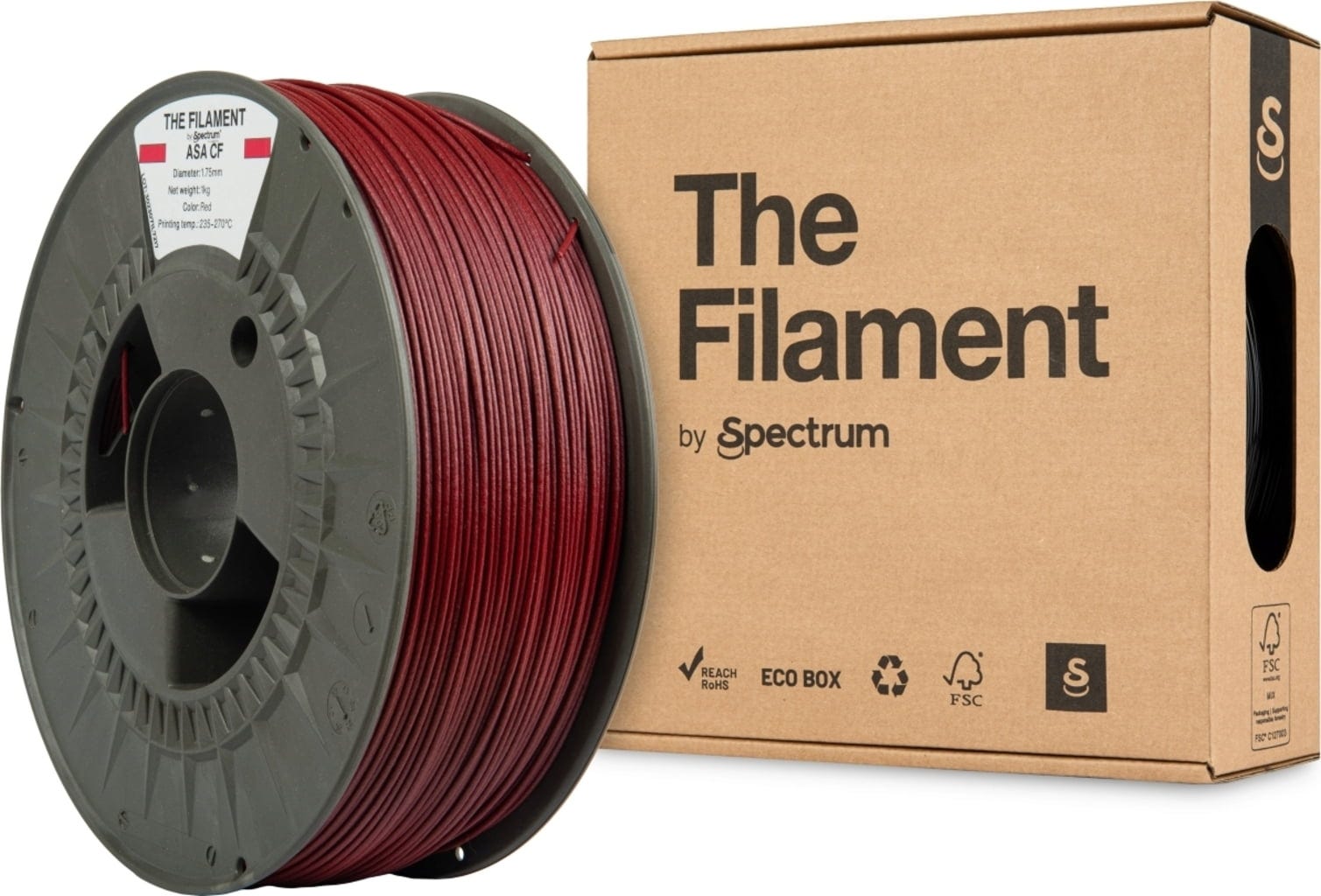The Filament  ASA CF Red, 1,75 mm / 1000 g    Witterungsbeständiges ASA mit Carbonverstärkung in Red