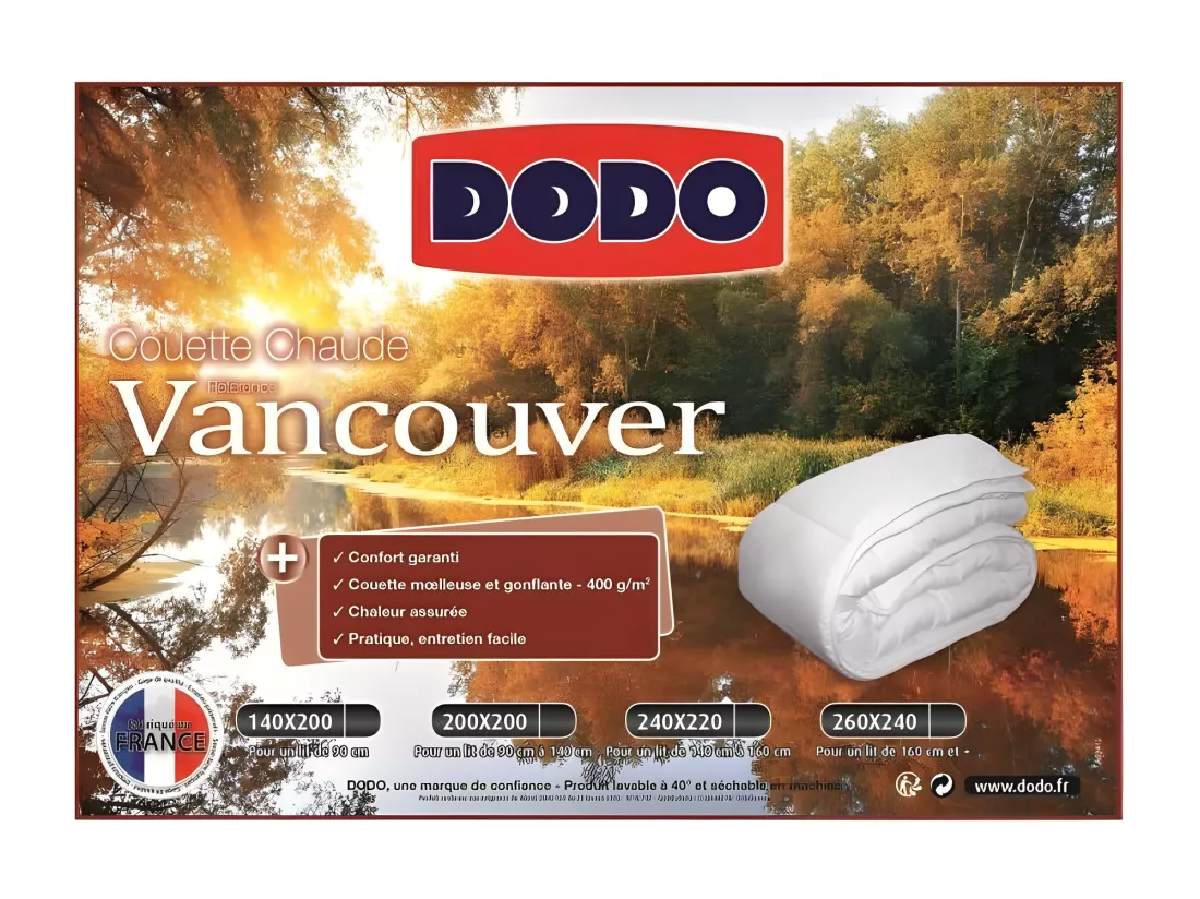 Couette chaude 400gr/m² VANCOUVER 240x260 cm blanc