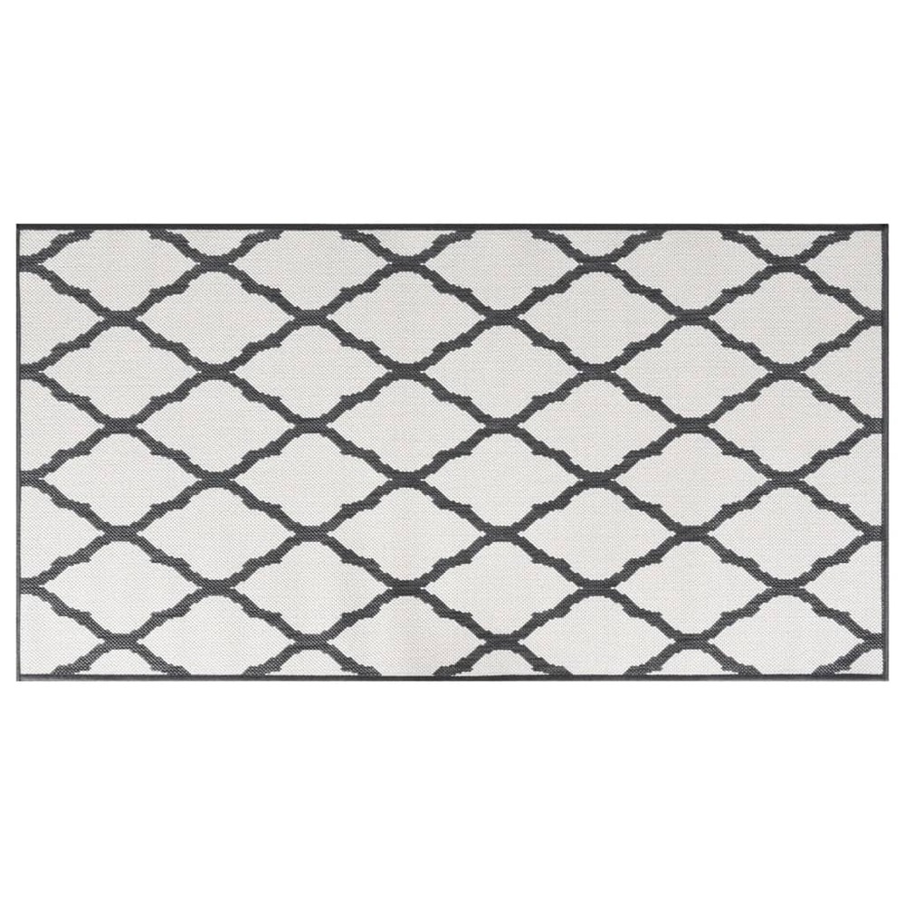 Tapis d'extérieur gris et blanc 80x150 cm design réversible