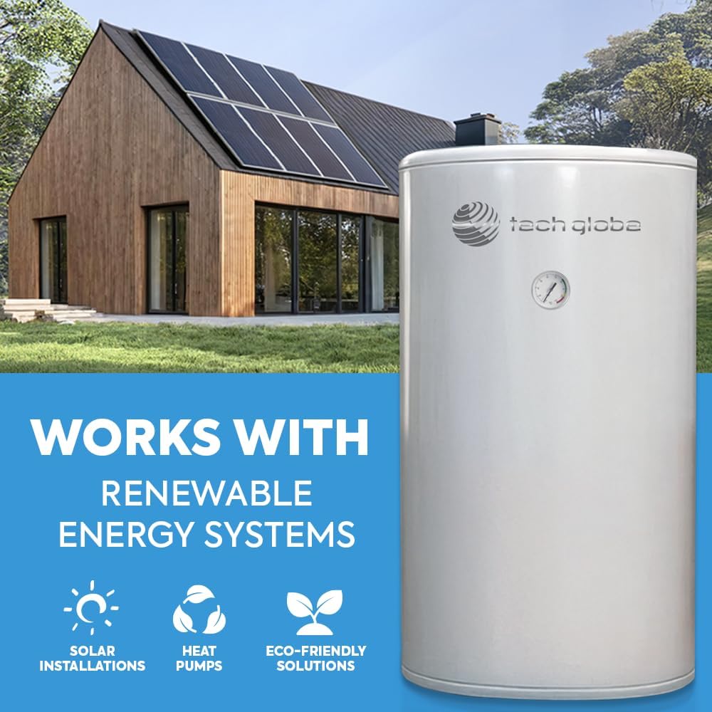 TECHGLOBE - Pufferspeicher aus Edelstahl - 6/4 Zoll Anschlüsse - mit 50 mm Isolierung - Boiler (50 L)