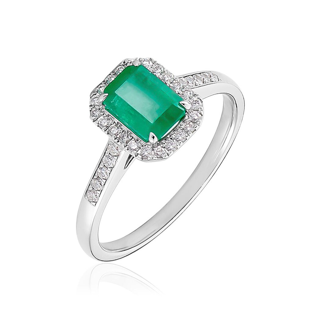 Bague Emory Or Blanc Emeraude Diamant
