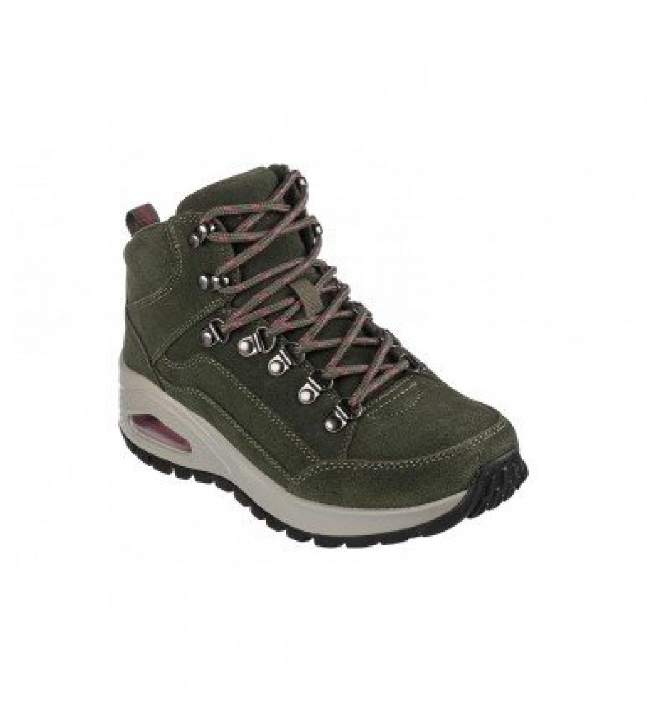 Botas Skechers Uno Rugged em couro, verde-oliva