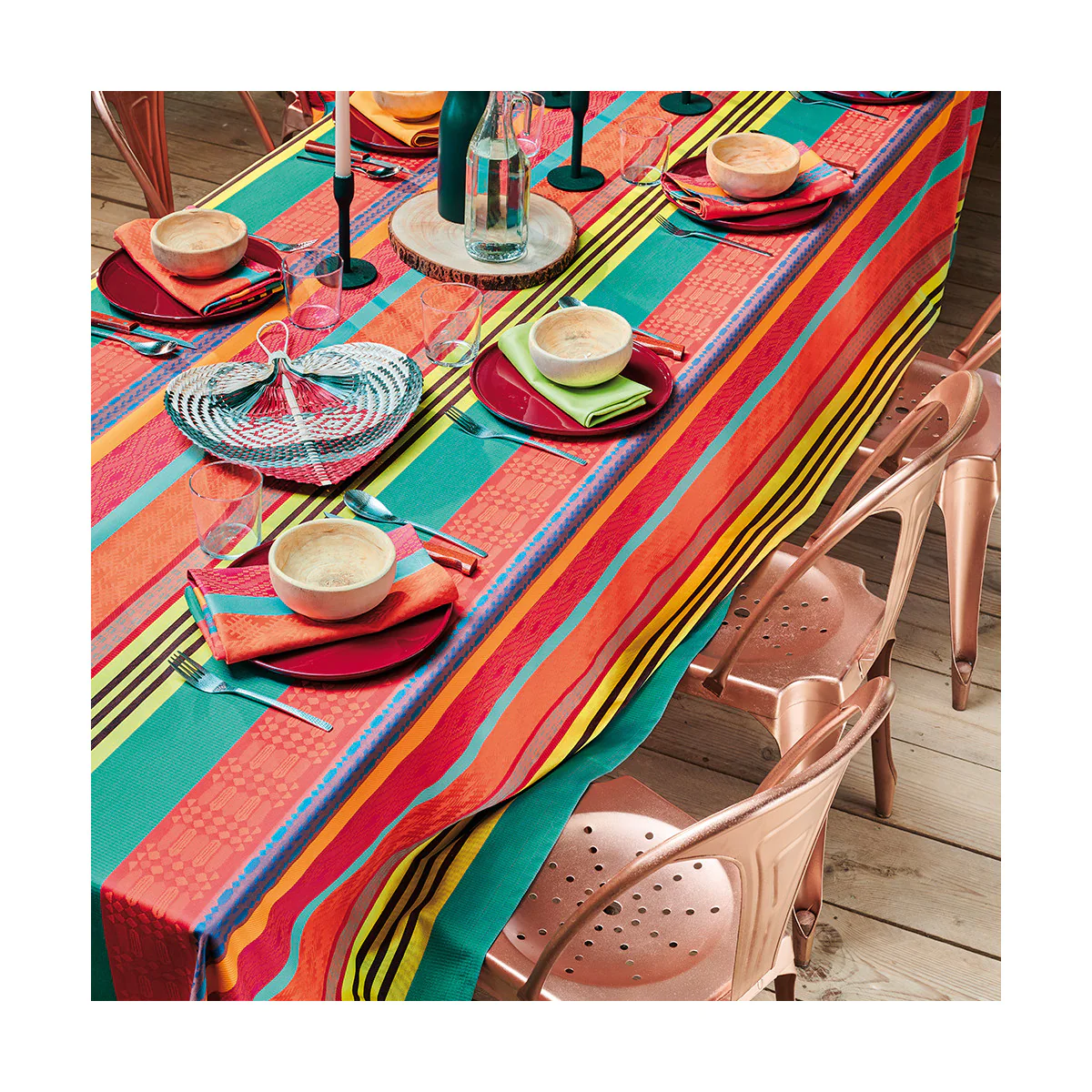 Nappe enduit imperméable pur coton multicolore 175x250 Garnier Thiebau