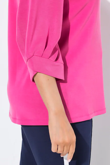 Sweatshirt, Zierfalten, Rundhals, 3/4-Ballonärmel, pink