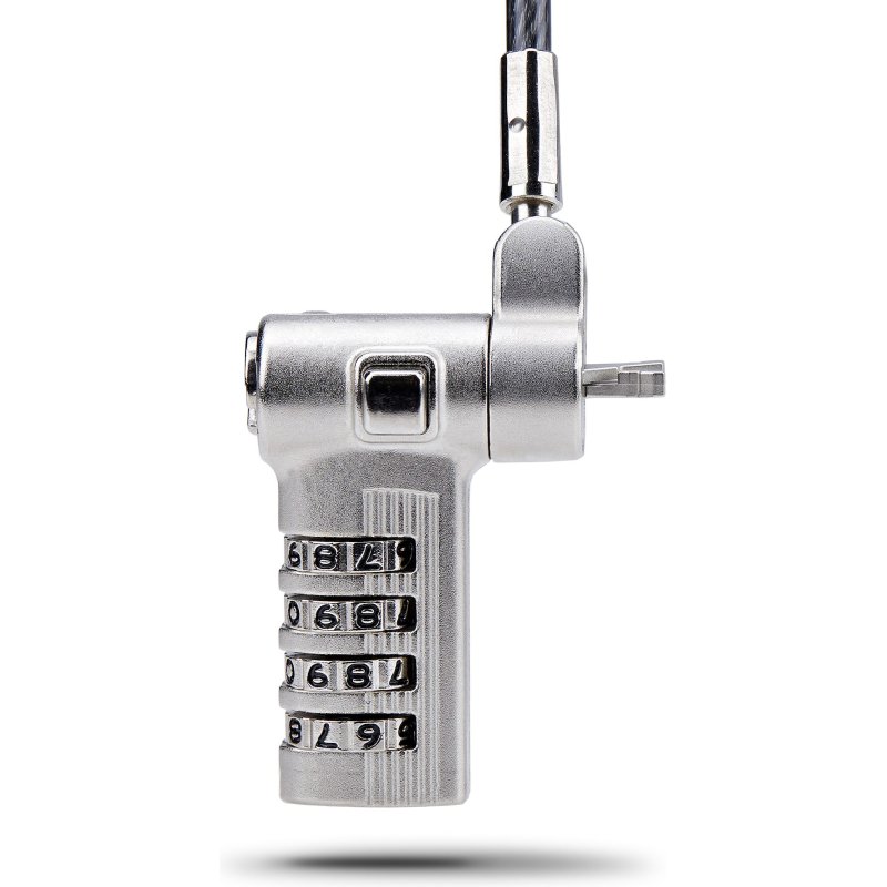StarTech.com Antivol Universel pour Ordinateur Portable de 2m, Câble de Sécurité Sérialisé pour Ordinateur Portable, Compatible avec Noble Wedge®/Nano/K-Slot, Serrure Universelle, Câble à Combinaison Sans Clé, TAA