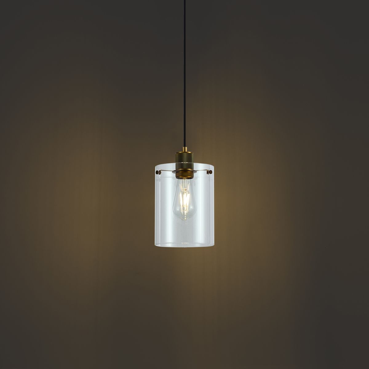 Design hanglamp brons met helder glas - Domo