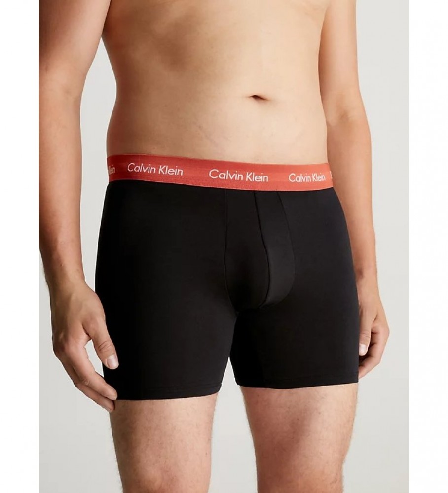 Cuecas Boxer Longas Calvin Klein, Pacote com 5, Pretas