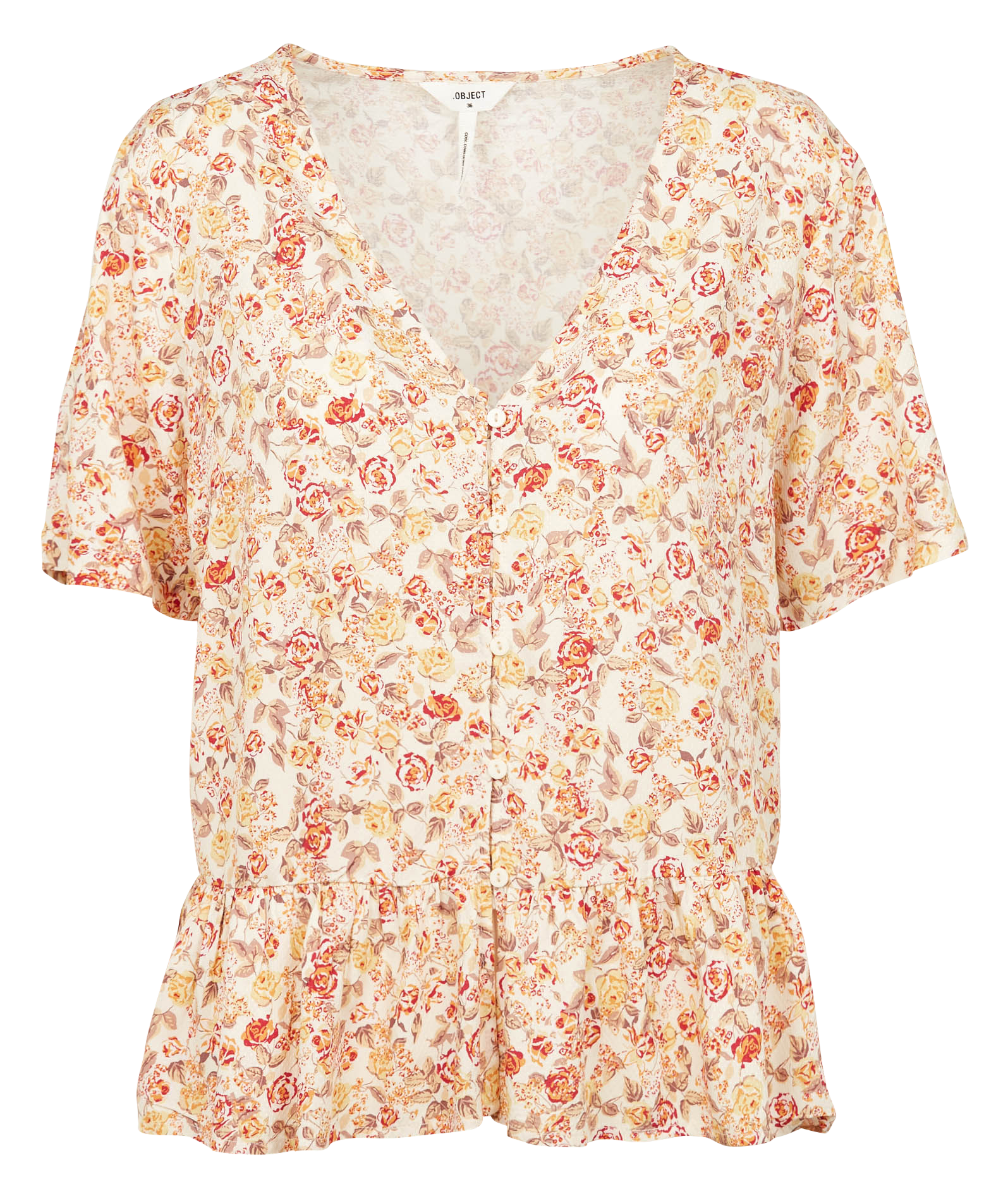 Top col V imprimé fleuri| Orange