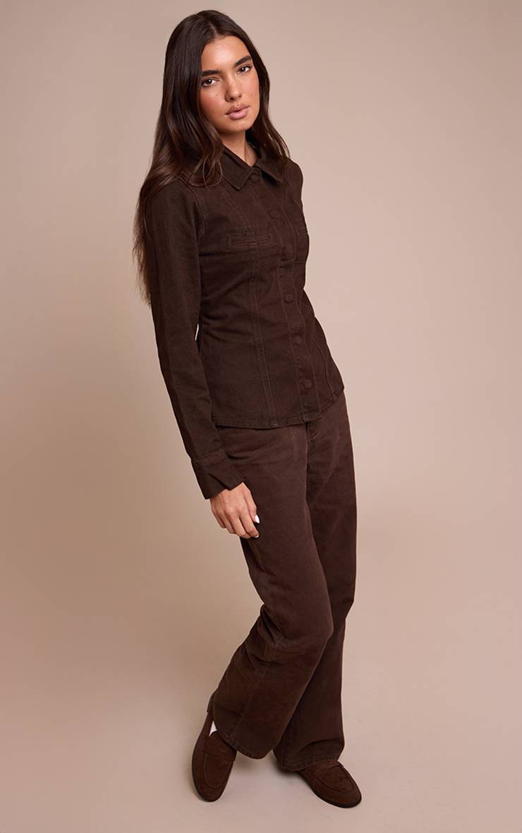 Dark Chocolate Jean Droit Taille Haute