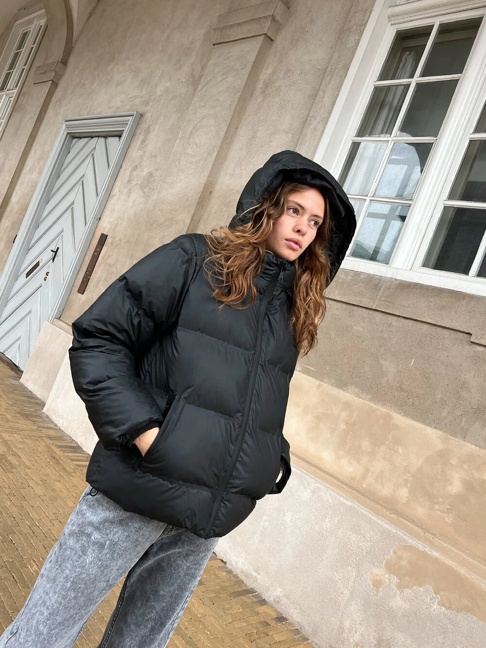 Neo Noir  Fox Puffer dunjakke - Sort