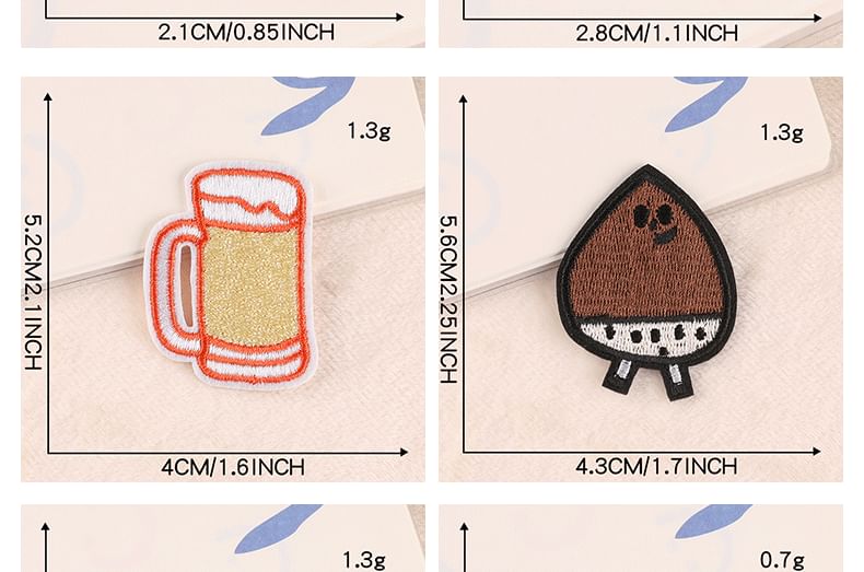 Embroidery Kingdom - Drankjes / Dessert / Cartoon geborduurde applicatie patch (verschillende ontwerpen)