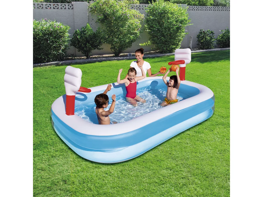 Piscine Gonflable Pour Enfants avec Panier de Basket Bestway 254x168x102 cm