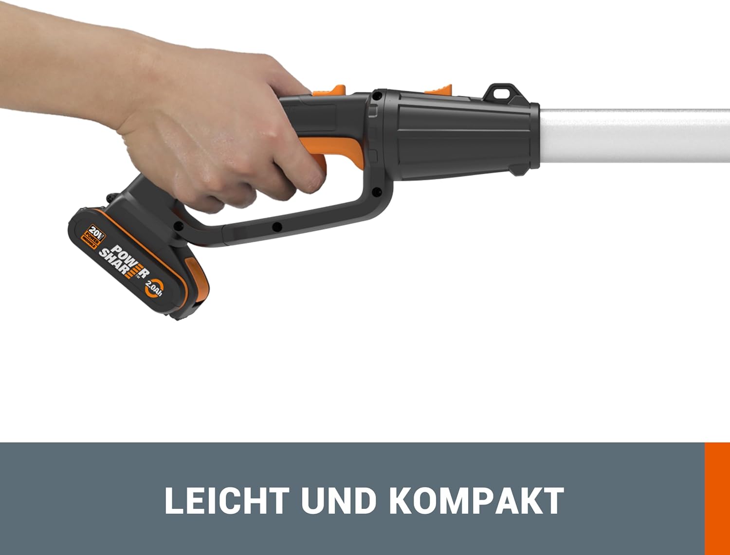 WORX WG252E.9 Akku Teleskop Heckenschere, 1340 /min, 45cm Schnittbreite, 10-Fach Verstellbarer Teleskopstiel bis 3,20 Meter Höhe, PowerShare kompatibel (Ohne Akku & Ladegerät)
