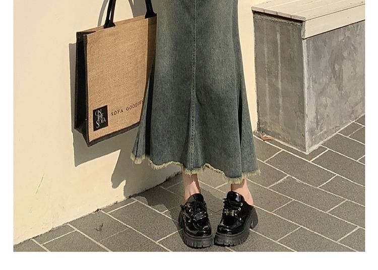 Denimot - Midi-rok met hoge taille en gewassen zoom en zeemeerminmotief