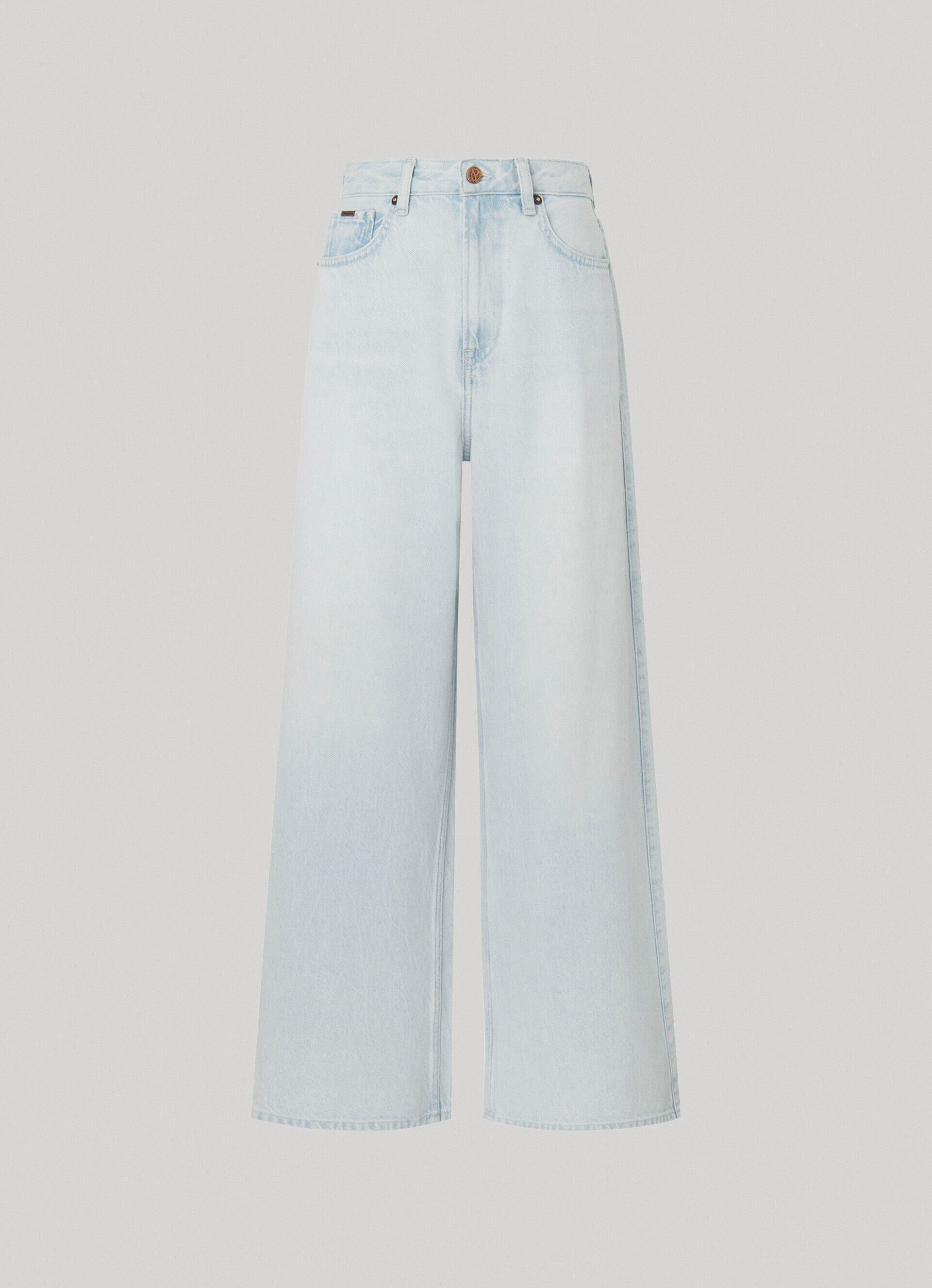Calça jeans JAIMY de cintura alta e modelagem ampla - jeans