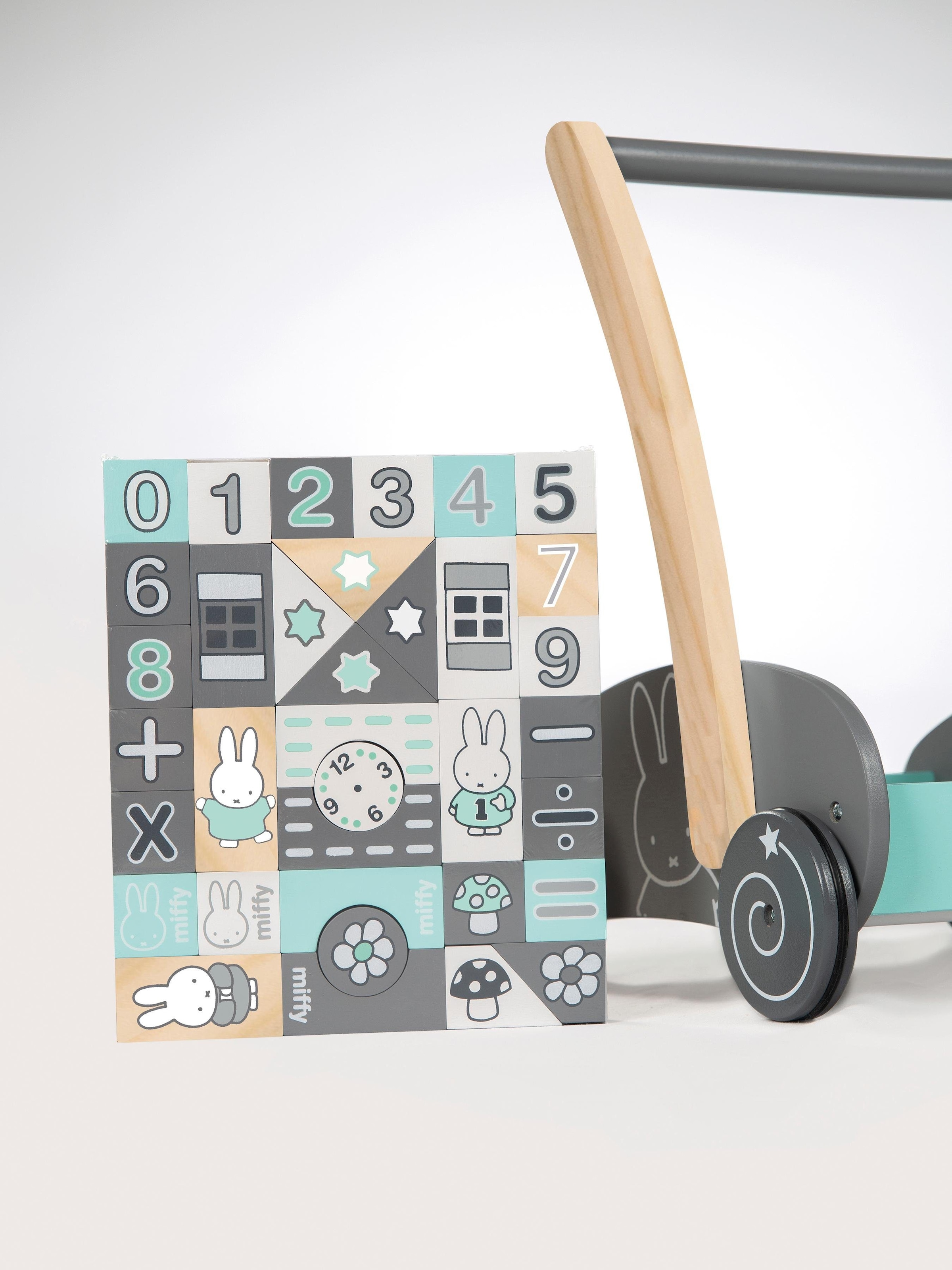 roba® Lauflernwagen »miffy®« mit 35-teiligem Holzbausteine-Set