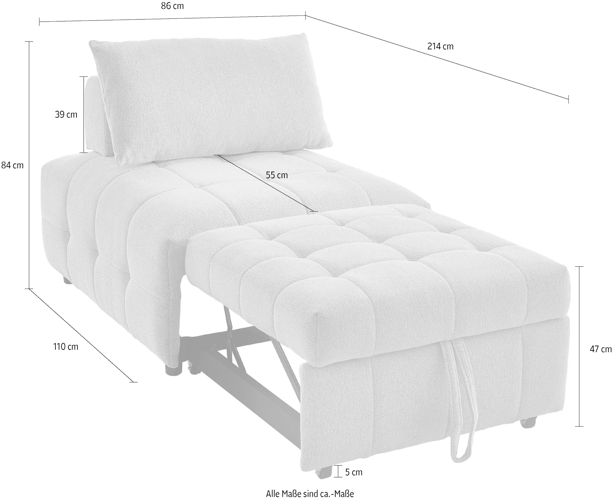 ATLANTIC home collection Sofa »Fabio« Schlafsessel mit Sitztiefenverstellung
