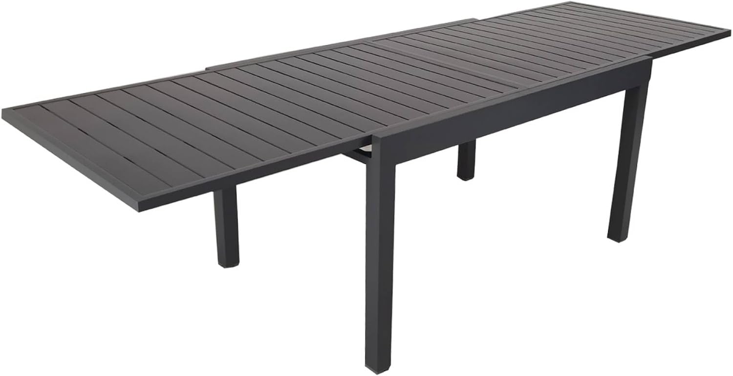 sweeek - Ausziehbarer Gartentisch aus Aluminium, 8 Plätze - Elora