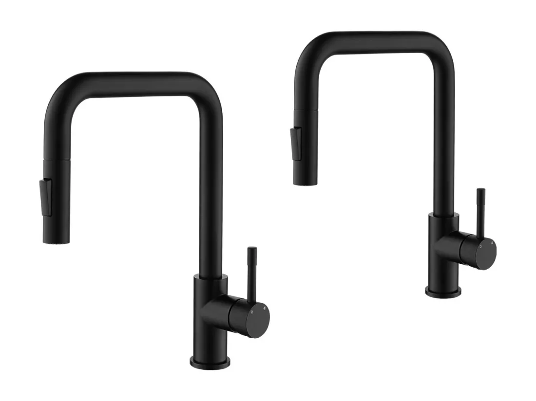 2PCS Cecipa MAX Robinet Douchette Noir Mitigeur de Cuisine avec Douchette Extractible Mitigeur Évier avec 2 Modes de Sortie D'eau