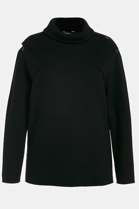 Pullover, Patentstrick, Cut-Out, Rollkragen, Langarm