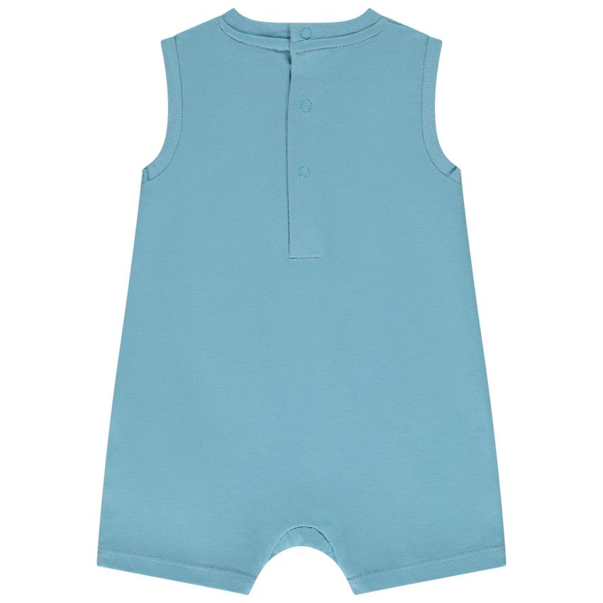 Combinaison courte en jersey print ourson et poisson pour bébé garçon - Bleu moyen