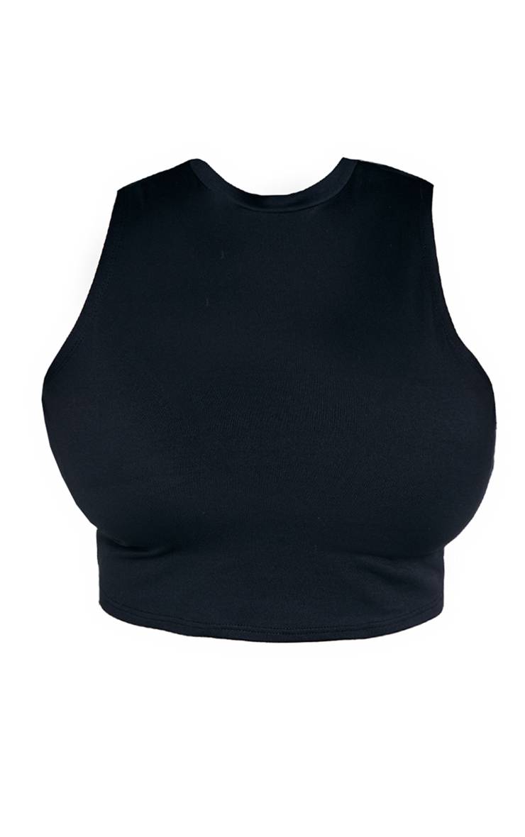 Noir Top Court Col Montant Toucher Doux Grande Taille