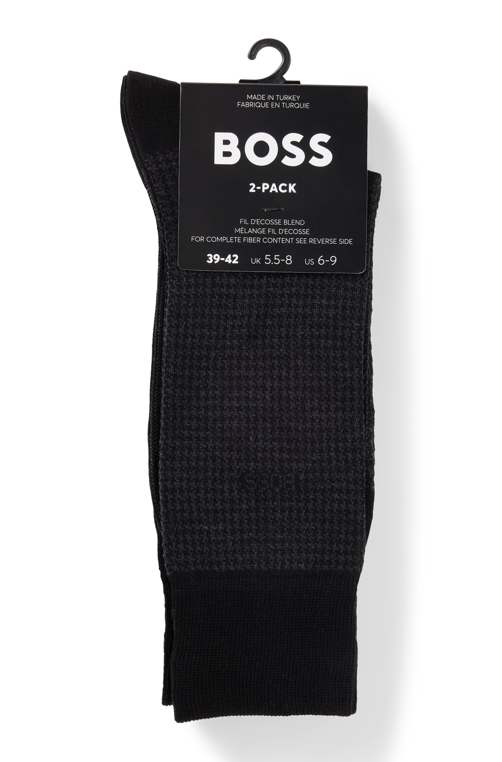 BOSS Socken »2P Houndstooth MC« Packung, 2er Pack, 2 Paar tlg. mit eingesticktem Markenlogo