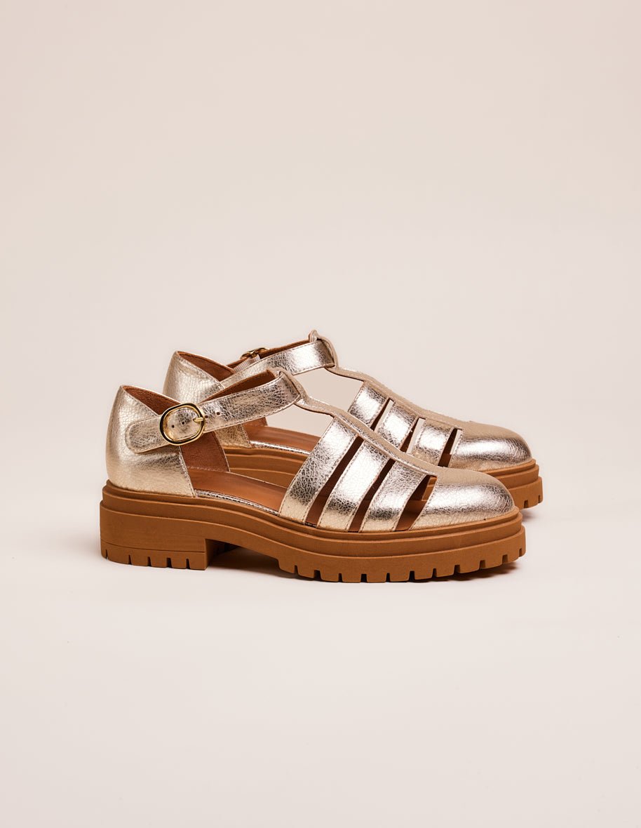 ROSALIA - Sandales rosalia - cuir grainé champagne | Doré