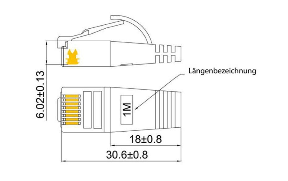 Slimpatchkabel RJ-45 - RJ-45, Cat 6, STP, 7.5 m, ViolettGeschirmtes Twisted-Pair-Kabel (STP) mit Klinkenschutz