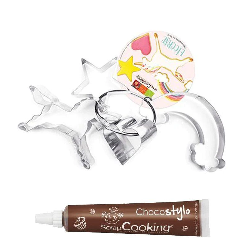 4 Découpoirs Licorne + 1 Stylo chocolat Scrapcooking