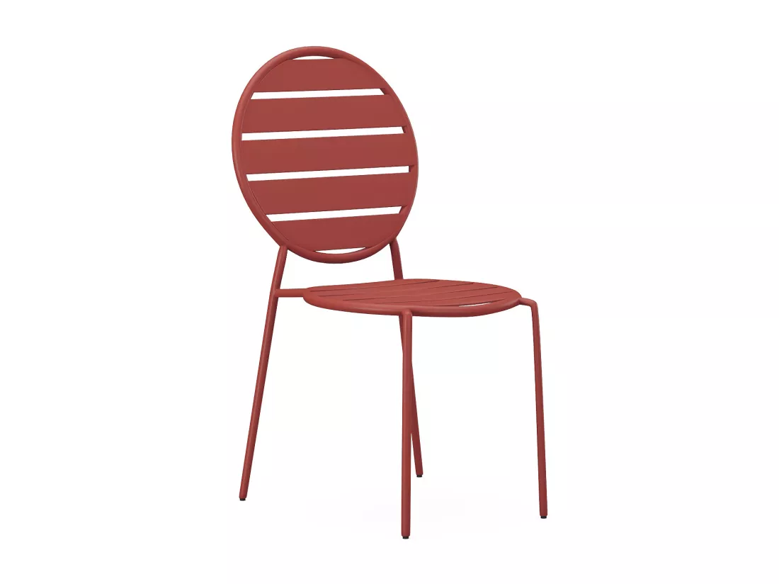 Salle à manger de jardin en métal : une table ovale L.180 cm et 4 chaises - Terracotta - MONTEFARO de MYLIA