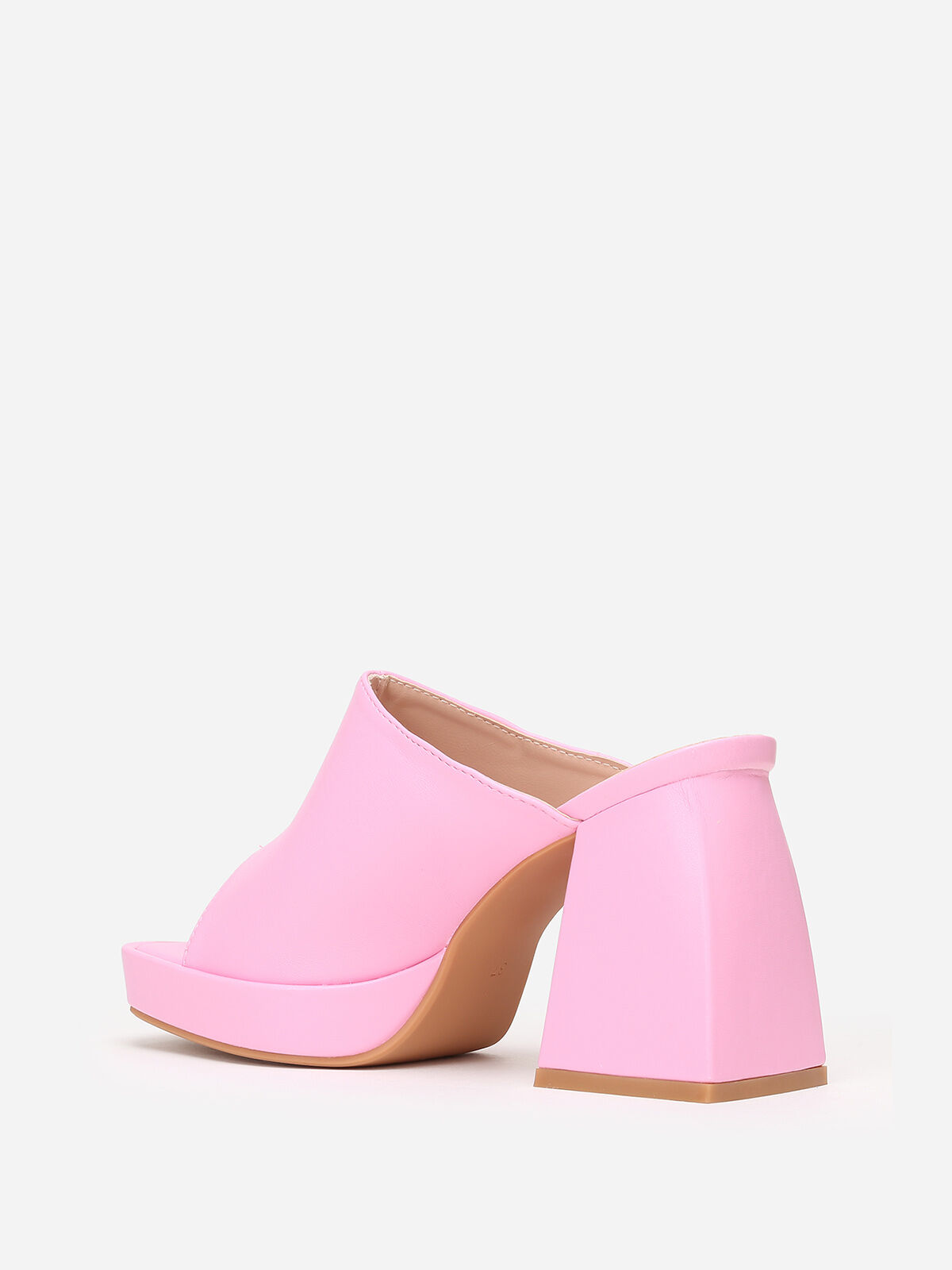 Mules plateformes à talon trapèze- Rose