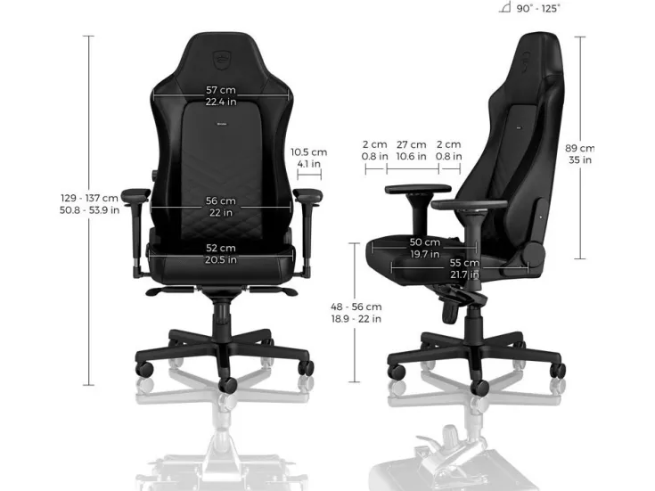 Noblechairs Hero - Stol - ergonomisk - armstøtter - T-formet - vippe - drejeled - aluminium, polyurethan, stål, memory foam, polyuretan vegan falsk læder - sort