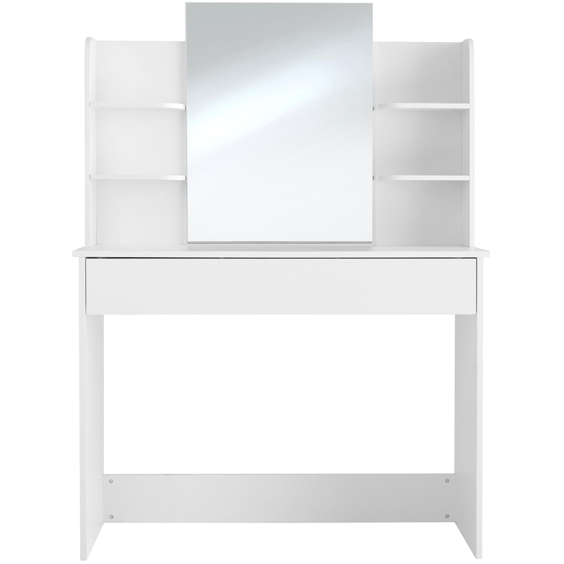 tectake® Schminktisch, im modernen Look, breite, unterteilte Schublade, 4 seitliche Fächer, 100 x 40 x 139,5 cm
