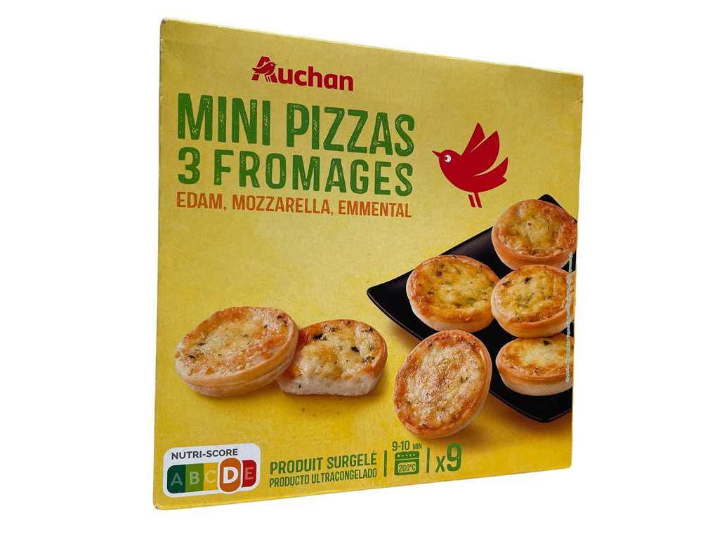 MINI PIZZAS AUCHAN 3 QUEIJOS 9UN 270G