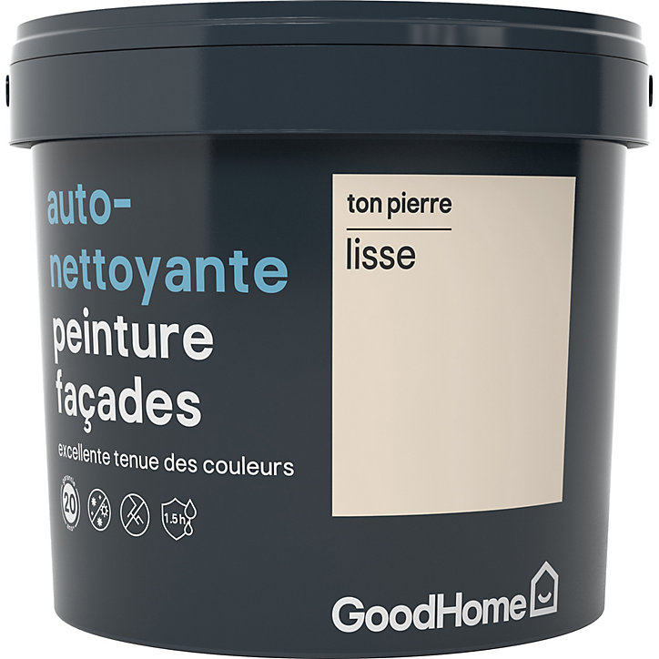 Peinture extérieure façade autonettoyante Premium GoodHome ton pierre 5L