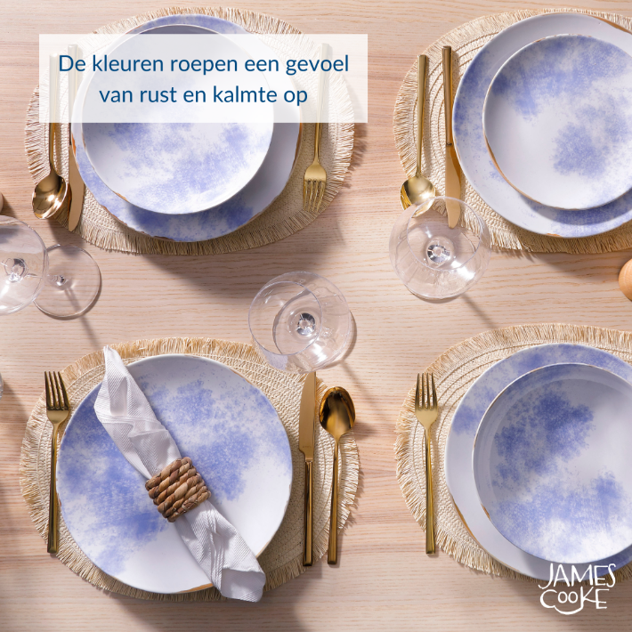 James Cooke - Clouded Charm - Bord - 2 stuks - Ã¸ 27 cm - Wit|Blauw