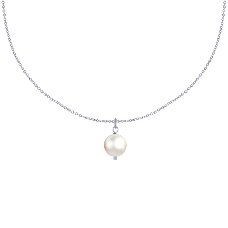 Collier Argent Rhodié Pendentif Perle de Culture