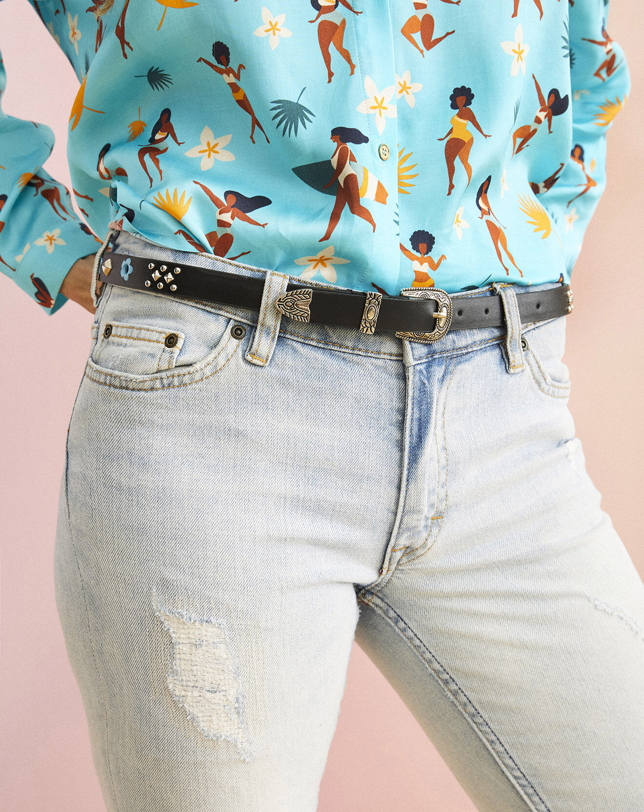 Wild Ceinture en Cuir Discopop noire