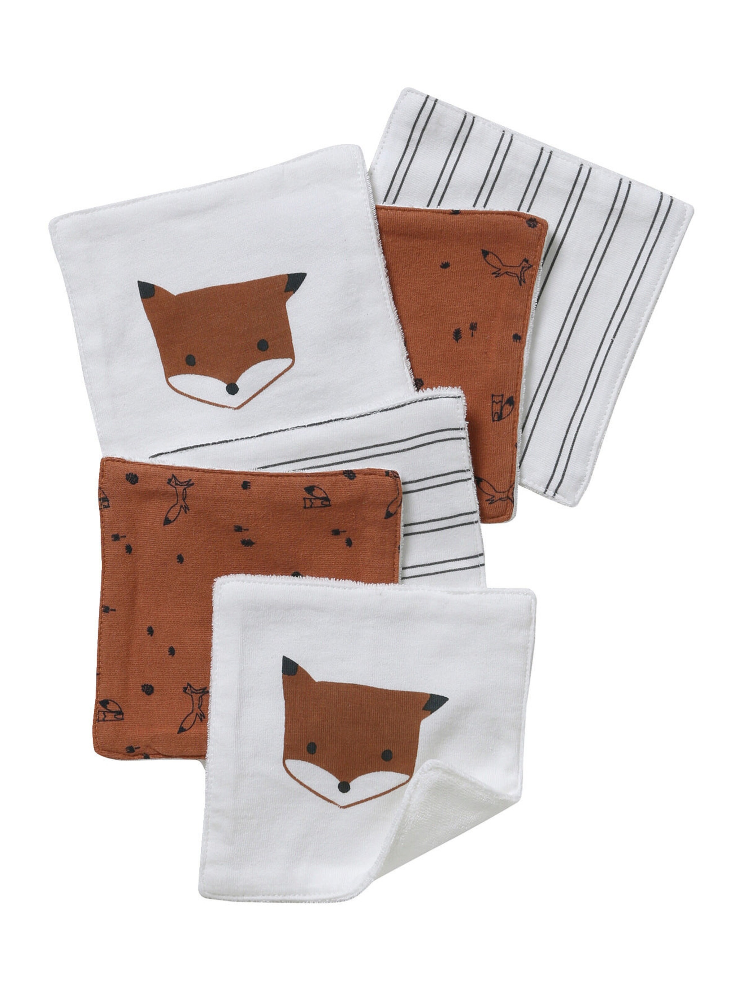 Vertbaudet 6er-Pack waschbare Stofftücher pack wollweiß/orange fuchs