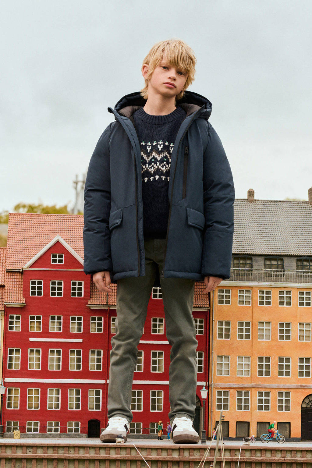 Mango Kids gewatteerde winterjas marine
