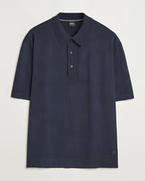 BOSS BLACK Jervasoni Cotton/Silk Knitted Polo Dark Blue