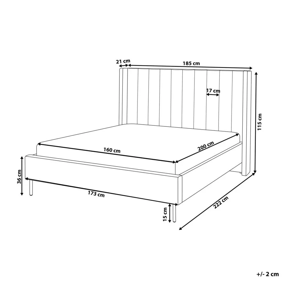 VILETTE - Tweepersoonsbed - Beige - 160 x 200 cm - Bouclé