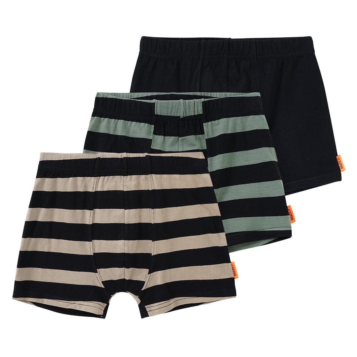 Yigga 3 Jungen Boxer im Set schwarz / oliv / beige