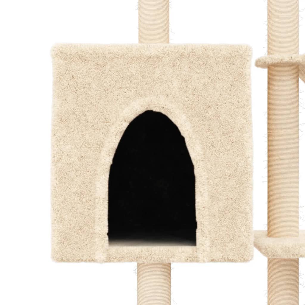 Arbre à chat avec griffoirs en sisal crème 145 cm