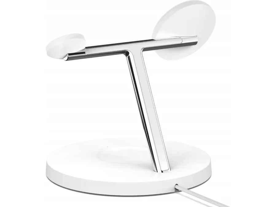 Belkin BoostCharge Pro - Trådløs opladningsstander - med MagSafe   AC-strømadapter - 15 Watt - Fast Charge - hvid - for Apple AirPods; AirPods Pro; iPhone 12, 13; Watch Series 4, Series 5, Series 6, Series 7